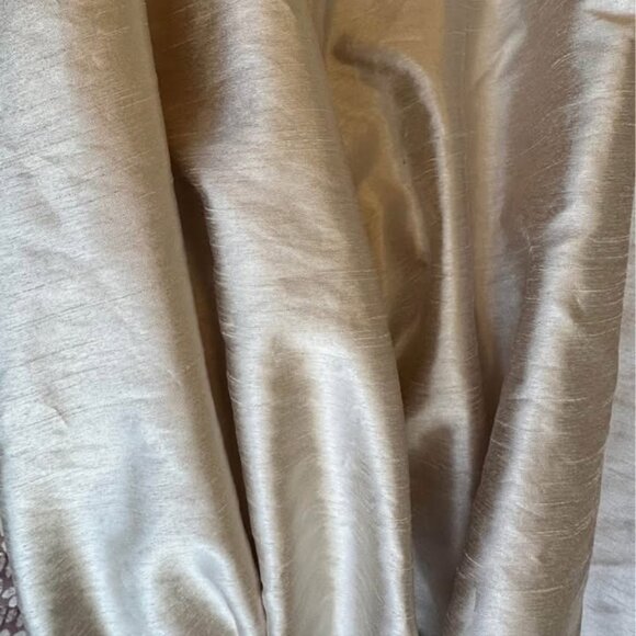 Peri Cream 98" Pinch Pleat SILK-LOOK Curtains. Set of 2 - Picture 2 of 7